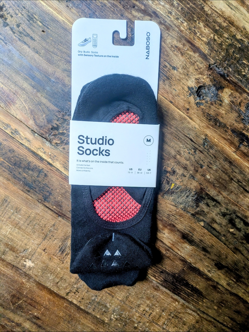 Studio Socks - Black with Red Grip (M)